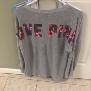 PINK Medium grey crew